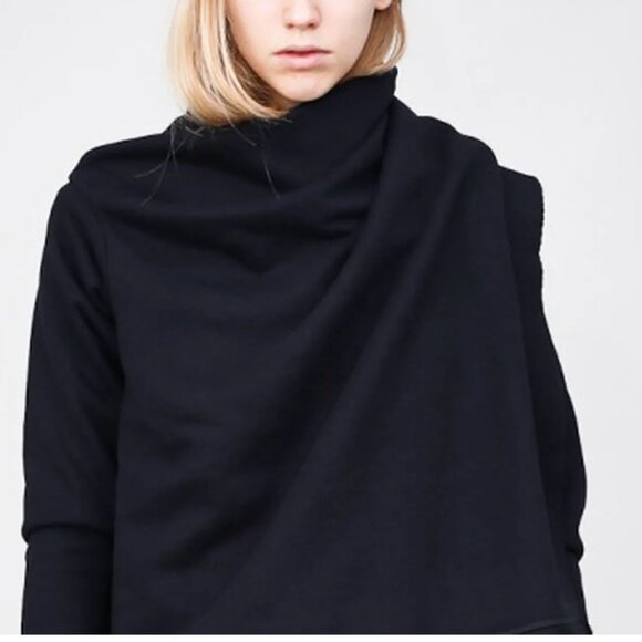 OAK NYC RAW EDGE FRENCH TERRY WRAP CARDIGAN - Picture 2 of 7